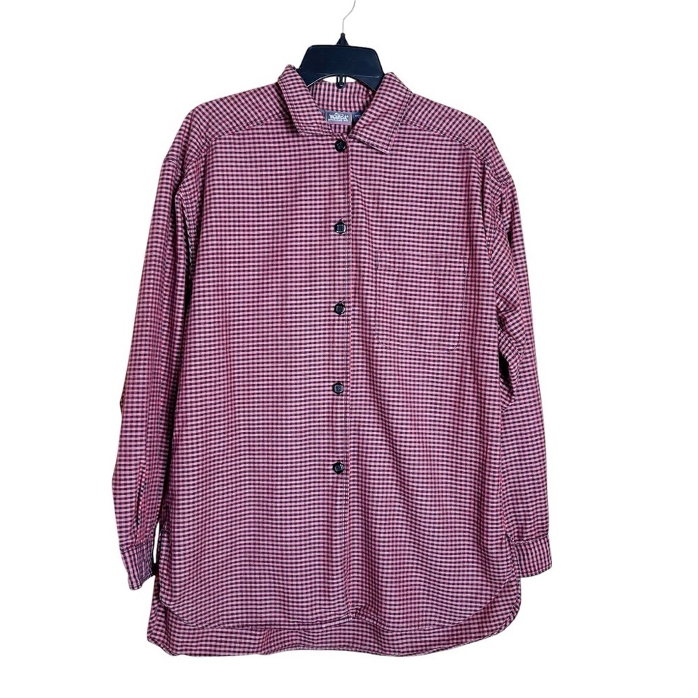 Woolrich Women’s Size M Red Black Checkered Button Up Shirt Outdoor Gorpcore